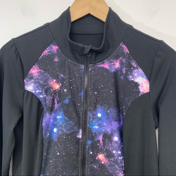 Her Universe Womans Zip Sweatshirt  Medium Black Space  Print Pockets Activewear - Picture 2 of 10